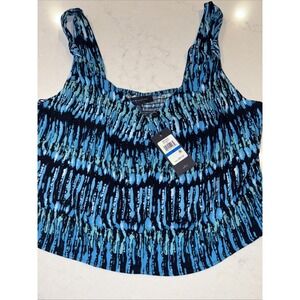 NWT Tommy Hilfiger Bermuda Blue‎ Sleeveless Blouse Tank Top Cropped XL  $59